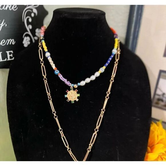 NWT Natasha Accessories
Beaded Chain Multi Strand Necklace #JW7 - Picture 3 of 3